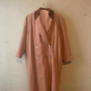 Vintage Wool Full Length Coat with Cashmere collar Size 16